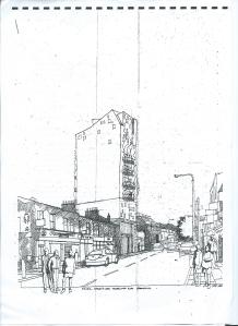 The proposed eight-storey hotel proposed to take the place of Hardy's on Trafalgar Road: not an April Fool, it turned out