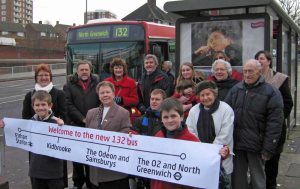 132 bus and Labour campaigners