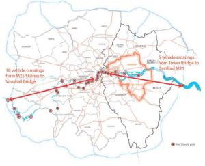 TFL makes much of the fact that East London has  far fewer road crossing than west. But is that necessarily a problem?